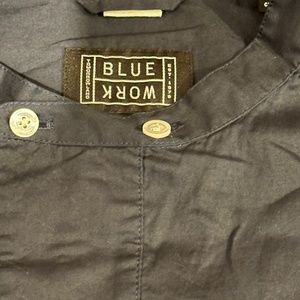 MODERN Blue Work Chain Stitch Detail Popover Shirt
